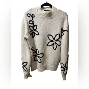Falmer Heritage Cream Knit Sweater with Black Floral Design